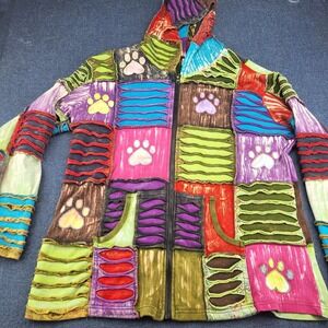 Greater Good Network Patchwork Razor Cut Paw Print Hoodie XXL Multicolor Nepal